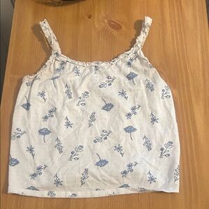 Floral Blue and White Tank Top